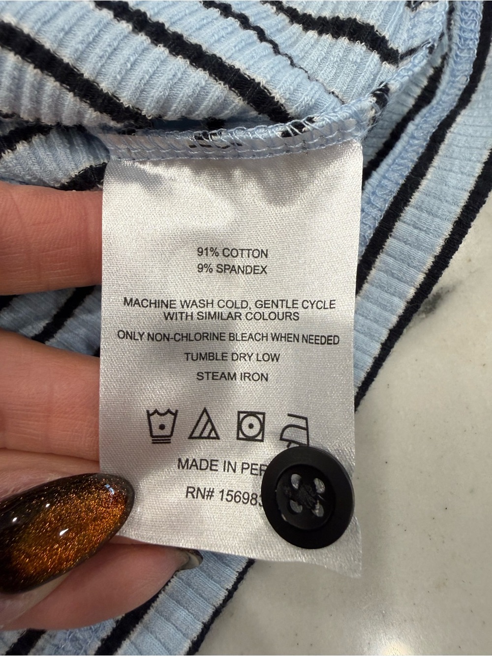 Evereve Light Blue & Black Striped Short-Sleeve Button Down - Picture 5 of 5